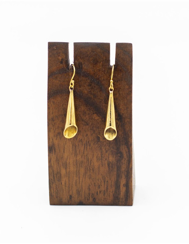 Gold-plated brass triangular tube earring –...