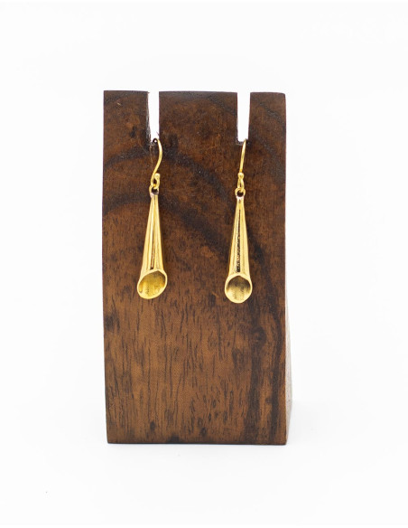 Gold-plated brass triangular tube earring – Kimago Crafts