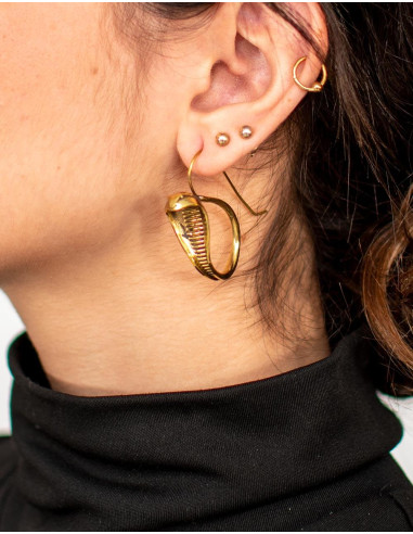 Handmade gold-plated brass snake-shaped...
