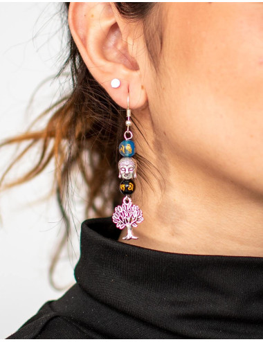 Handmade brass earrings with mineral stones – Kimago