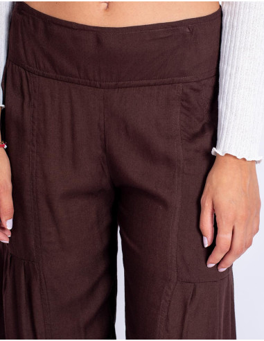 Chocolate Brown Viscose Ethnic Trousers –...