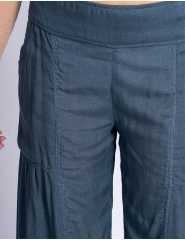 Gray Ethnic Viscose Pants with Elastic Waist –...