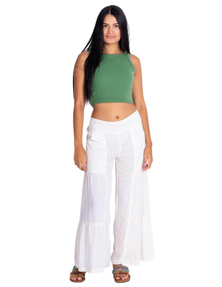 Off-White Viscose Ethnic Trousers with Elastic Waist – Kimago