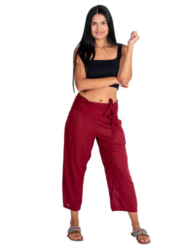 Kimago Burgundy Capri Pants with Adjustable...
