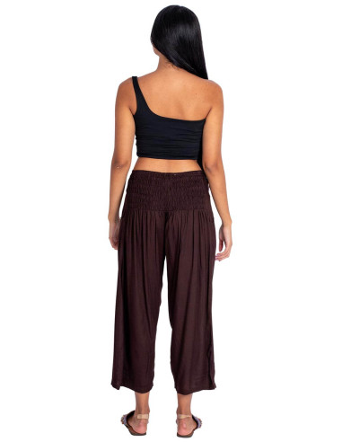 Kimago Chocolate Brown Capri Pants with Bow Belt