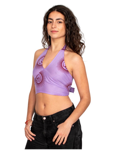 Kimago lilac crop top with Sanskrit...