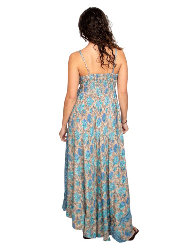 Vestido largo de seda Kimago con escote en pico...
