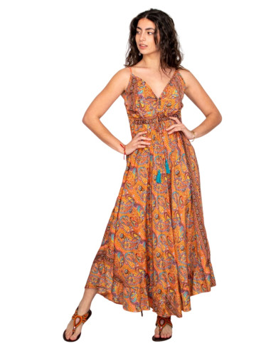 copy of KM2032B - Grey Floral Print Long Dress...