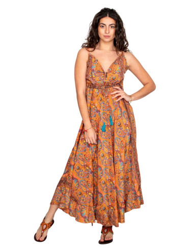 copy of KM2032B - Grey Floral Print Long Dress...