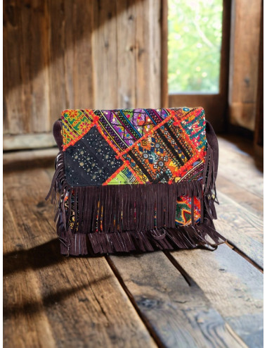 Kimago boho clutch with mirrors and handmade fringes