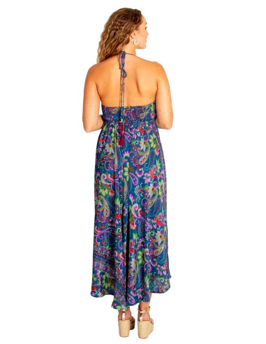 Vestido largo étnico Kimago en seda con...