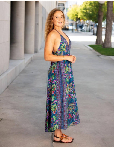 Vestido largo étnico Kimago en seda con...