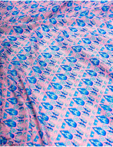 Vestido largo étnico rosa y azul