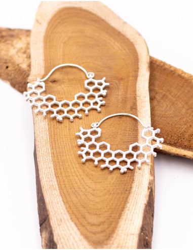 Kimago silver honeycomb handmade earrings