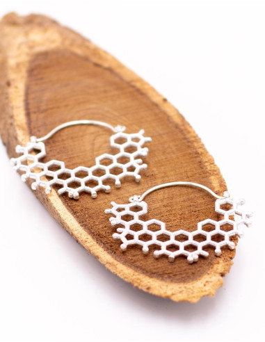Kimago silver honeycomb handmade earrings