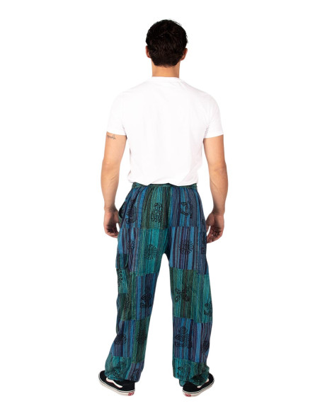 Green or light blue Kimago patchwork handmade pants