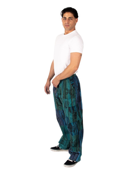 Green or light blue Kimago patchwork handmade pants