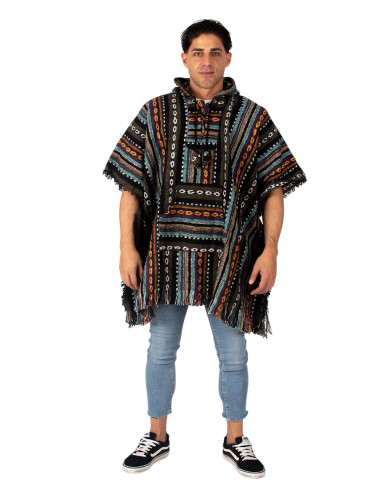 Unisex boho poncho with hood | Kimago