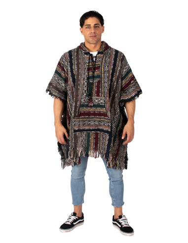 Unisex boho poncho with hood | Kimago