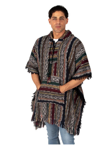 Unisex boho poncho with hood | Kimago