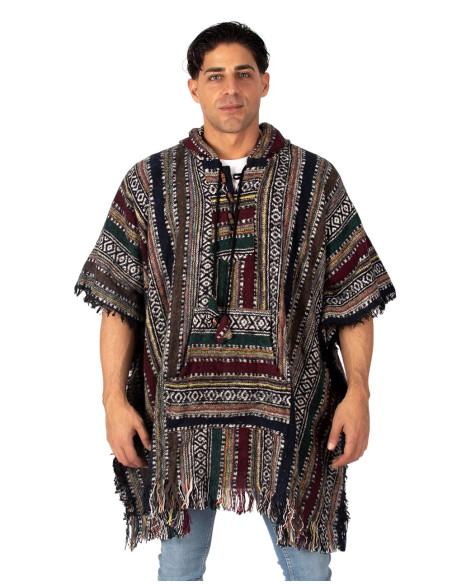 Unisex boho poncho with hood | Kimago