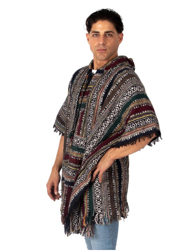 Unisex boho poncho with hood | Kimago