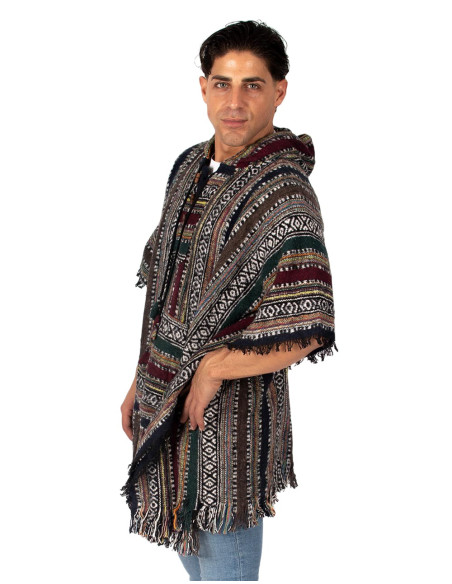 Unisex boho poncho with hood | Kimago
