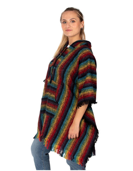 Unisex boho poncho with hood | Kimago