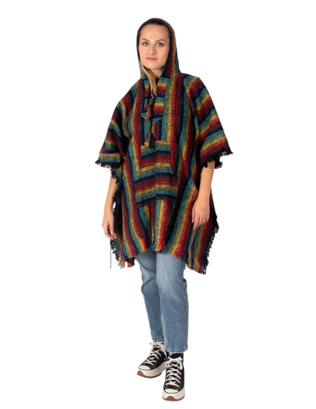 Unisex boho poncho with hood | Kimago
