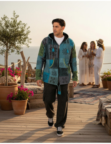 Unisex patchwork jacket with fleece lining | Kimago