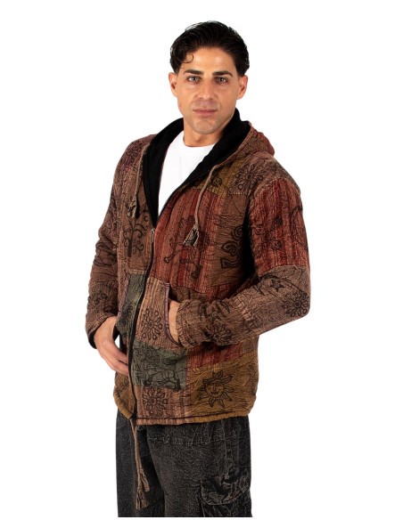 Unisex patchwork jacket with fleece lining | Kimago