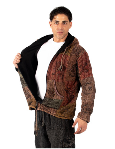 Unisex patchwork jacket with fleece lining |...