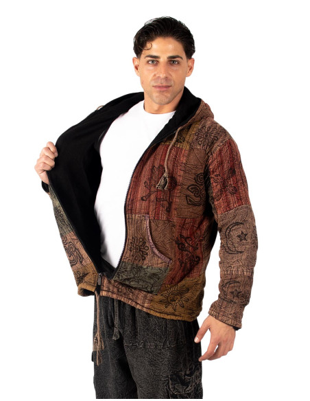 Unisex patchwork jacket with fleece lining | Kimago