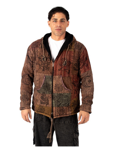 Unisex patchwork jacket with fleece lining |...