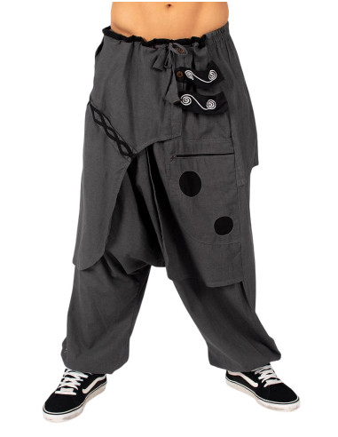 Gray cotton boho afghan pants | Kimago