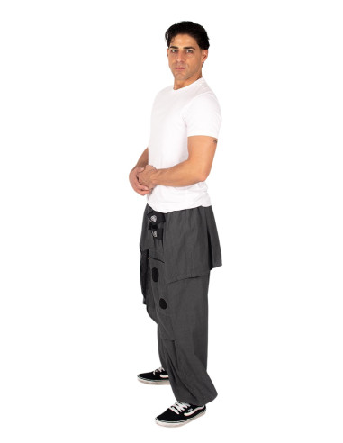 Gray cotton boho afghan pants | Kimago