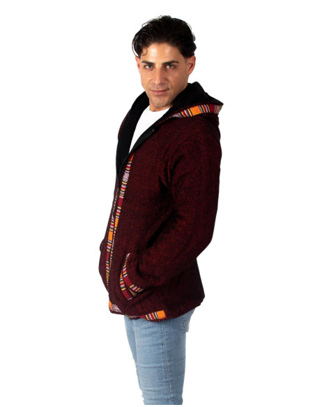 Boho red jacket with fleece lining | Kimago