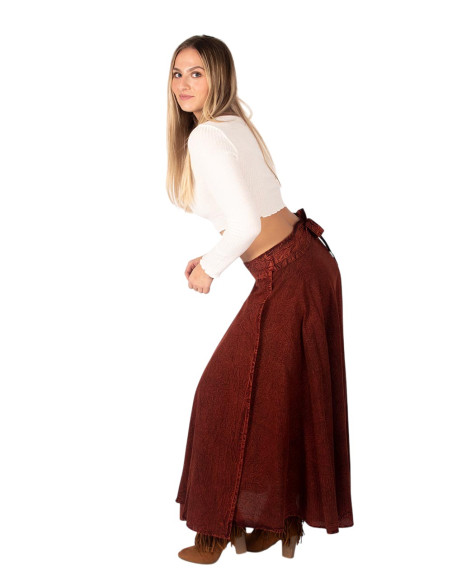Long reddish brown boho skirt | Kimago