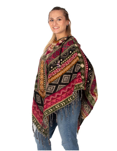 Poncho étnico unisex con capucha | Kimago