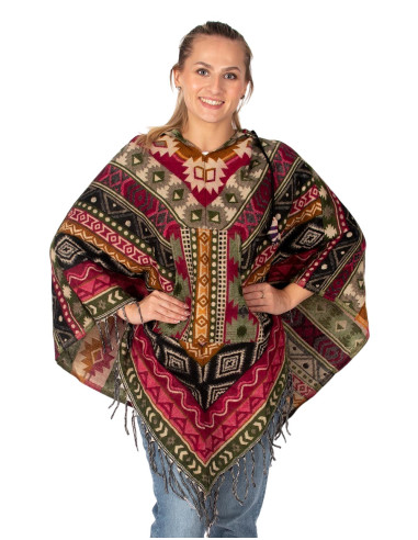 Poncho étnico unisex con capucha | Kimago
