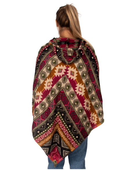 Poncho étnico unisex con capucha | Kimago