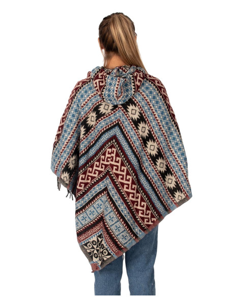 Poncho étnico unisex con capucha | Kimago