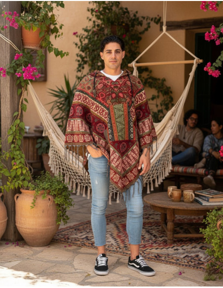 Handmade unisex poncho with hood | Kimago