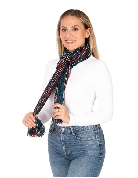 Handmade cotton scarf with fringe | Kimago