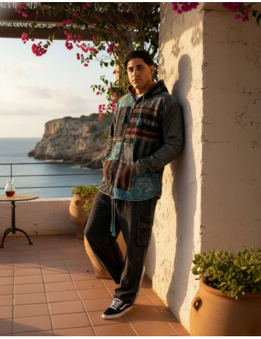 Patchwork jacket with fleece lining | Kimago