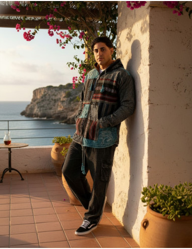 Patchwork jacket with fleece lining | Kimago