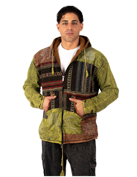 Patchwork jacket with fleece lining | Kimago