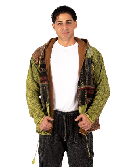 Patchwork jacket with fleece lining | Kimago