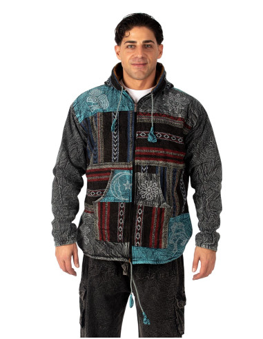 Patchwork jacket with fleece lining | Kimago
