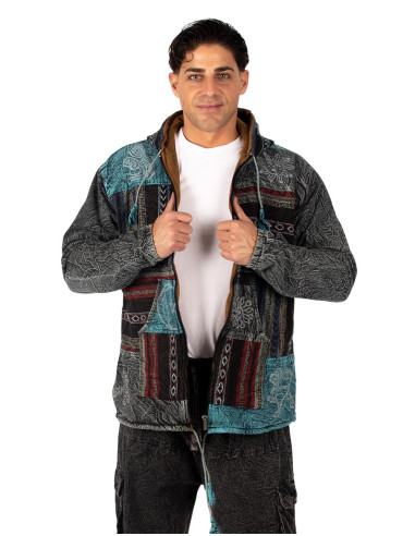 Patchwork jacket with fleece lining | Kimago
